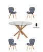 Comedor Redondo Vidrio Madrid con Sillas Radar Velvet - Miniatura 7