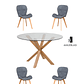Comedor Mesa Redonda Vidrio Madrid + Sillas Radar Velvet - Miniatura 3