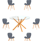 Comedor Mesa Redonda Vidrio Madrid + Sillas Radar Velvet - Miniatura 7