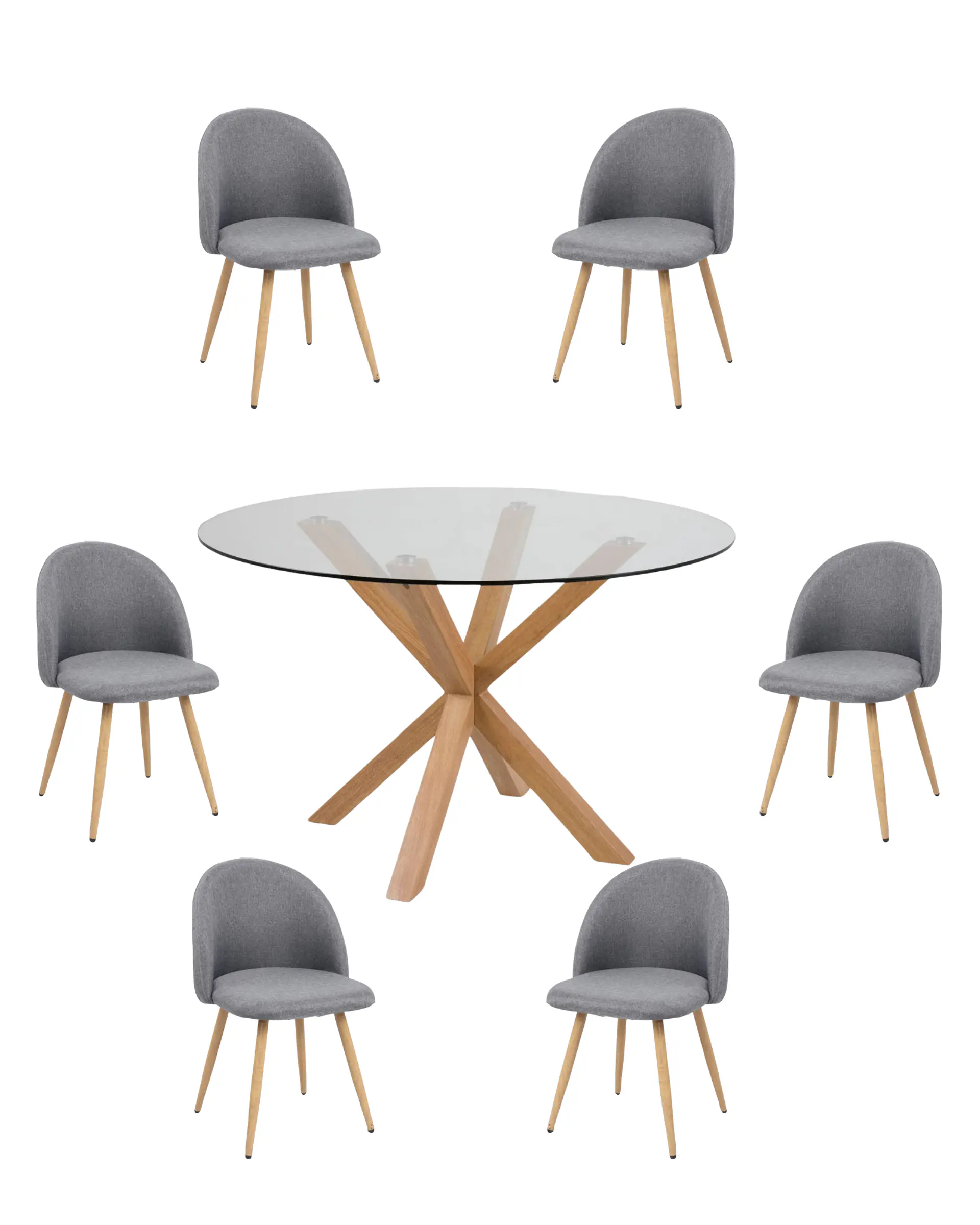 Comedor Mesa Redonda Vidrio Madrid con Sillas Luxury 2