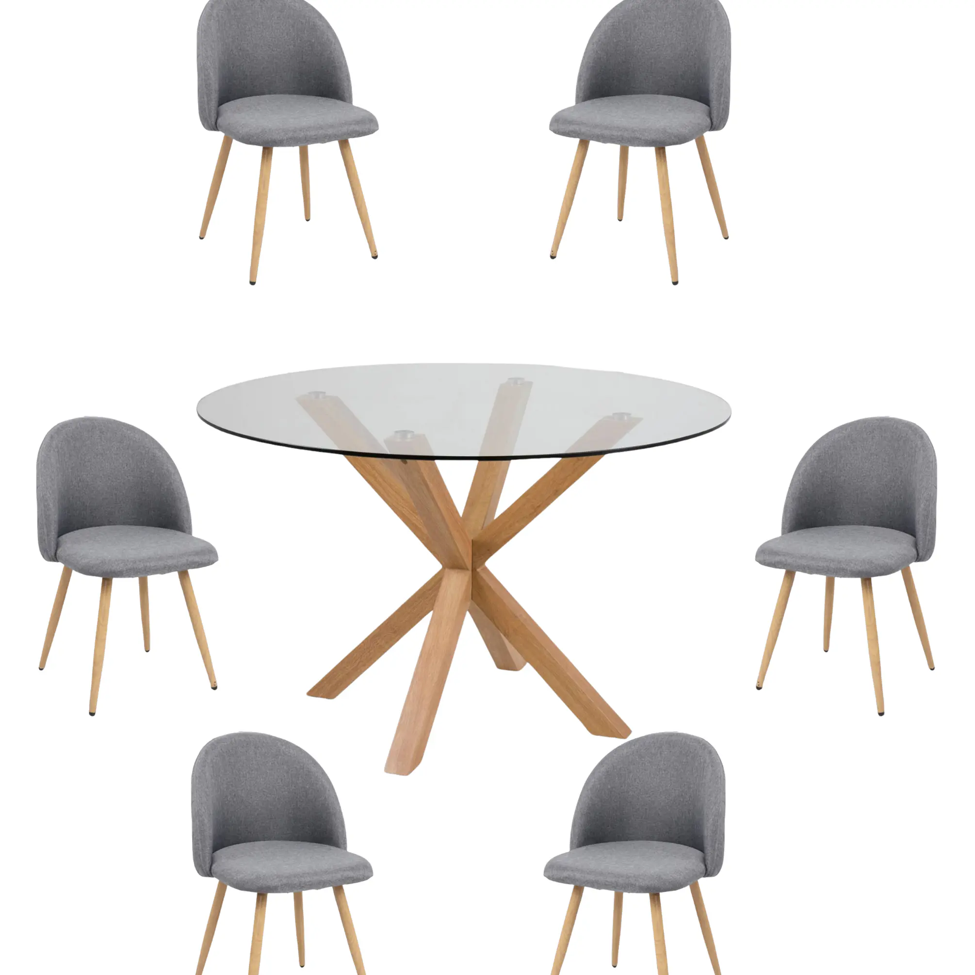 Comedor Mesa Redonda Vidrio Madrid con Sillas Luxury 2