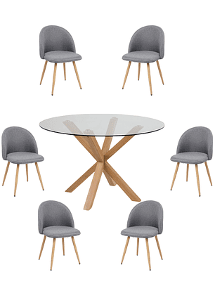Comedor Mesa Redonda Vidrio Madrid + Sillas Luxury
