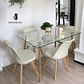 Comedor Mesa Rectangular Vidrio Paris 120x80 cm + Sillas Tulip - Miniatura 1