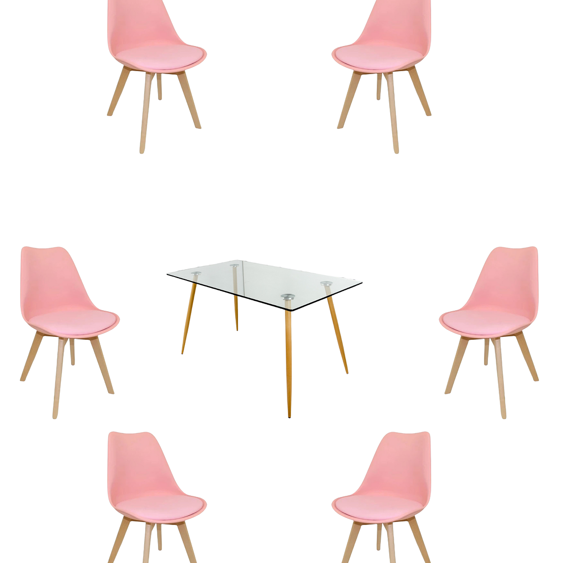 Comedor Mesa Rectangular Vidrio Paris 120x80 cm + Sillas Tulip 10