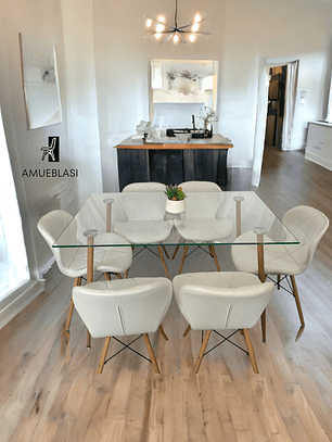 Comedor Mesa Rectangular Vidrio Paris 120x80 cm + Sillas Radar