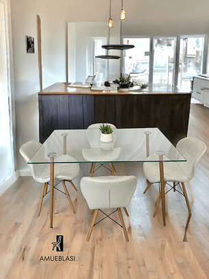 Comedor Mesa Rectangular Vidrio Paris 120x80 cm + Sillas Radar