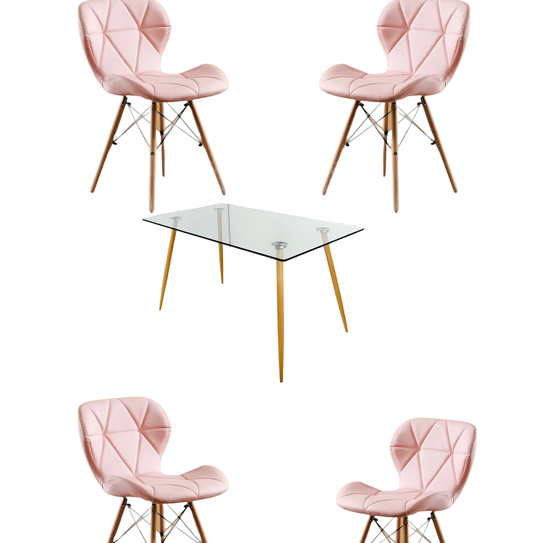 Comedor Mesa Rectangular Vidrio Paris 120x80 cm + Sillas Radar 6