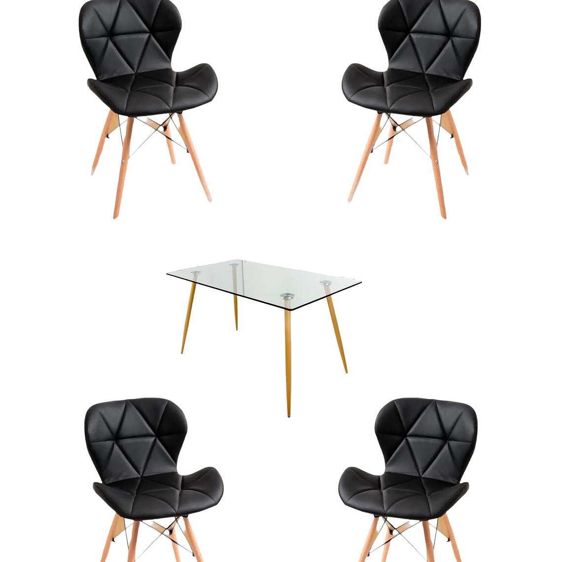 Comedor Mesa Rectangular Vidrio Paris 120x80 cm + Sillas Radar 8