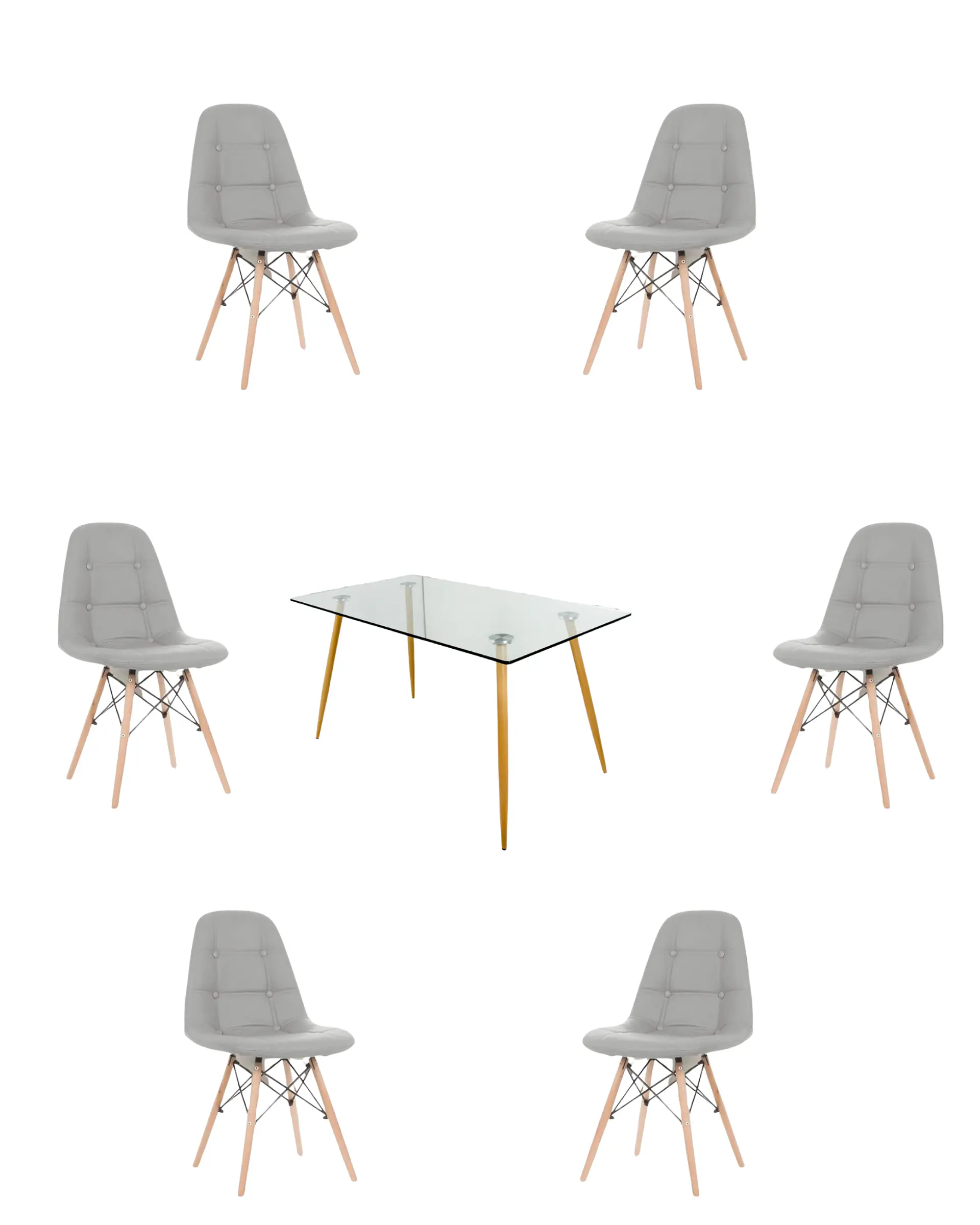 Comedor Rectangular Vidrio Paris con Sillas Buckle 6