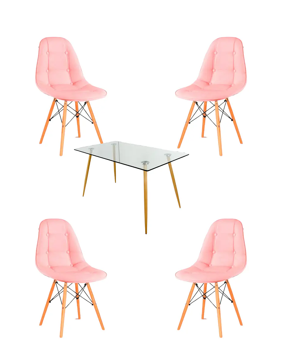 Comedor Rectangular Vidrio Paris con Sillas Buckle 4
