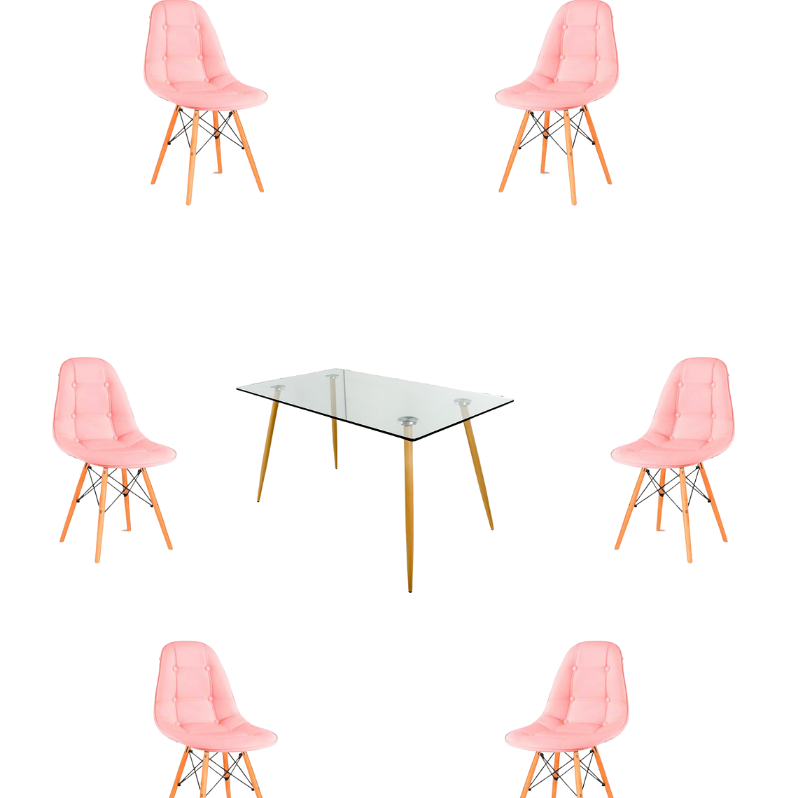 Comedor Mesa Rectangular Vidrio Paris 120x80 cm + Sillas Buckle 5