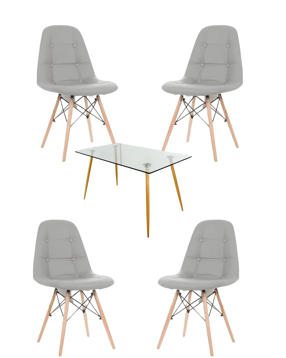 Comedor Rectangular Vidrio Paris con Sillas Buckle 2