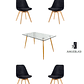 Comedor Mesa Rectangular Vidrio Paris 120x80 cm + Sillas Tulip Velvet - Miniatura 3