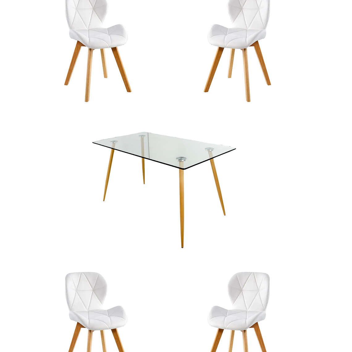 Comedor Mesa Rectangular Vidrio Paris 120x80 cm + Sillas Radar Fiori 2