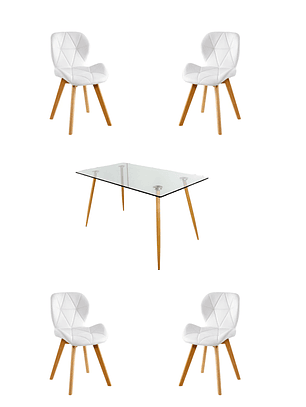 Comedor Mesa Rectangular Vidrio Paris 120x80 cm + Sillas Radar Fiori