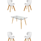 Comedor Mesa Rectangular Vidrio Paris 120x80 cm + Sillas Radar Fiori - Miniatura 2