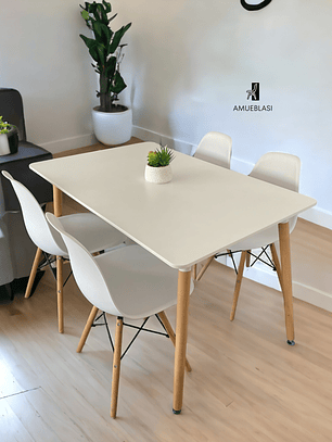 Comedor Mesa Rectangular Melamina 120x80 cm + Sillas Eames