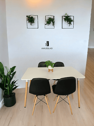 Comedor Mesa Rectangular Melamina 120x80 cm + Sillas Buckle