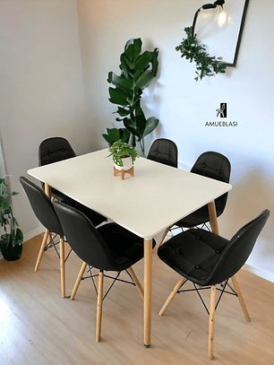 Comedor Mesa Rectangular Melamina 120x80 cm + Sillas Buckle