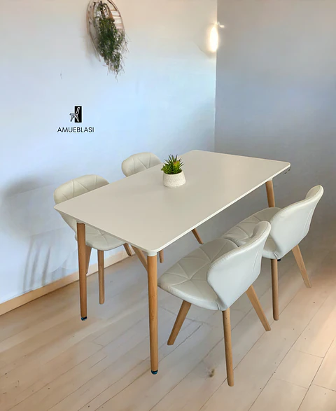 Comedor Rectangular Melamina con Sillas Radar Fiori