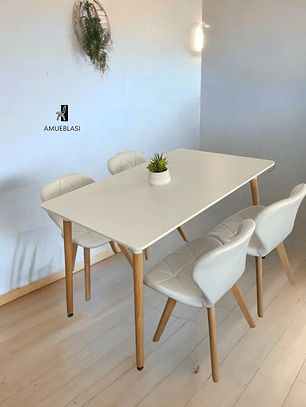 Comedor Mesa Rectangular Melamina 120x80 cm + Sillas Radar Fiori