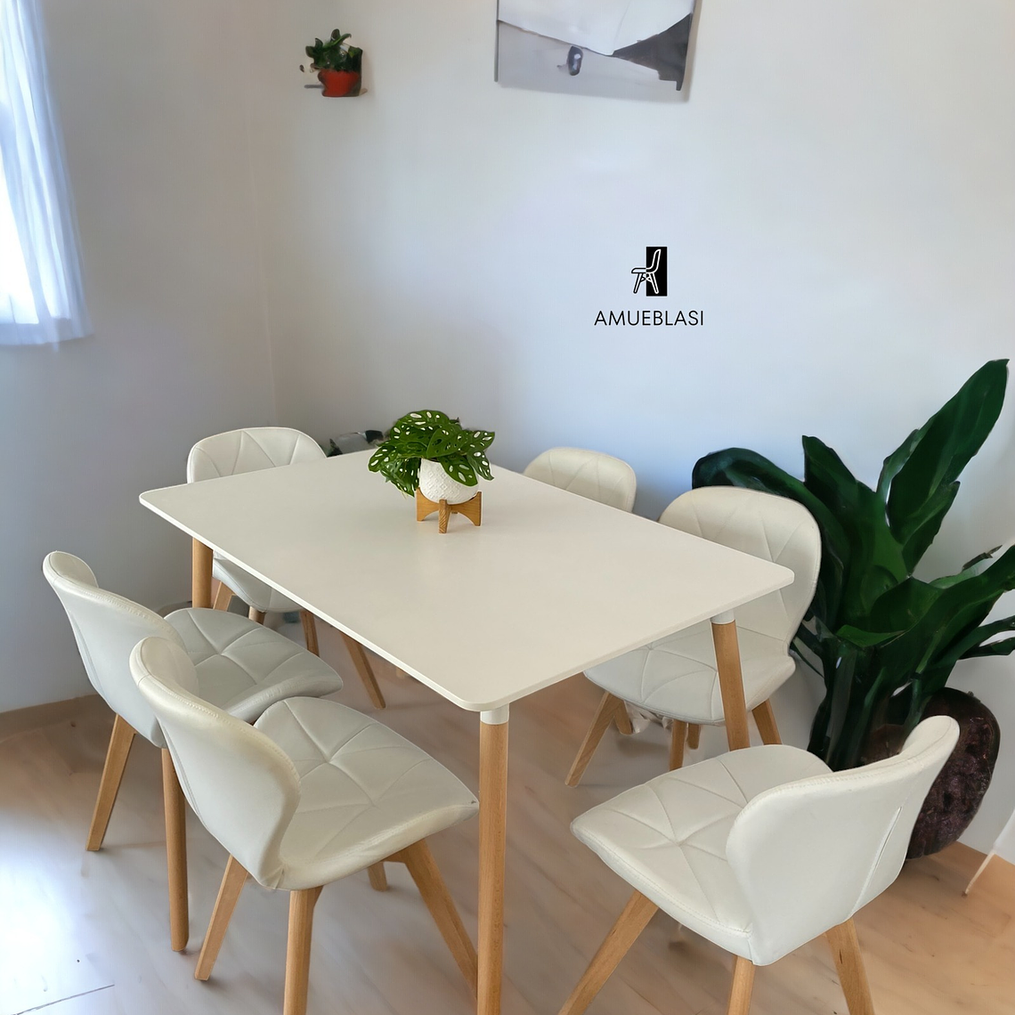 Comedor Mesa Rectangular Melamina 120x80 cm + Sillas Radar Fiori 2
