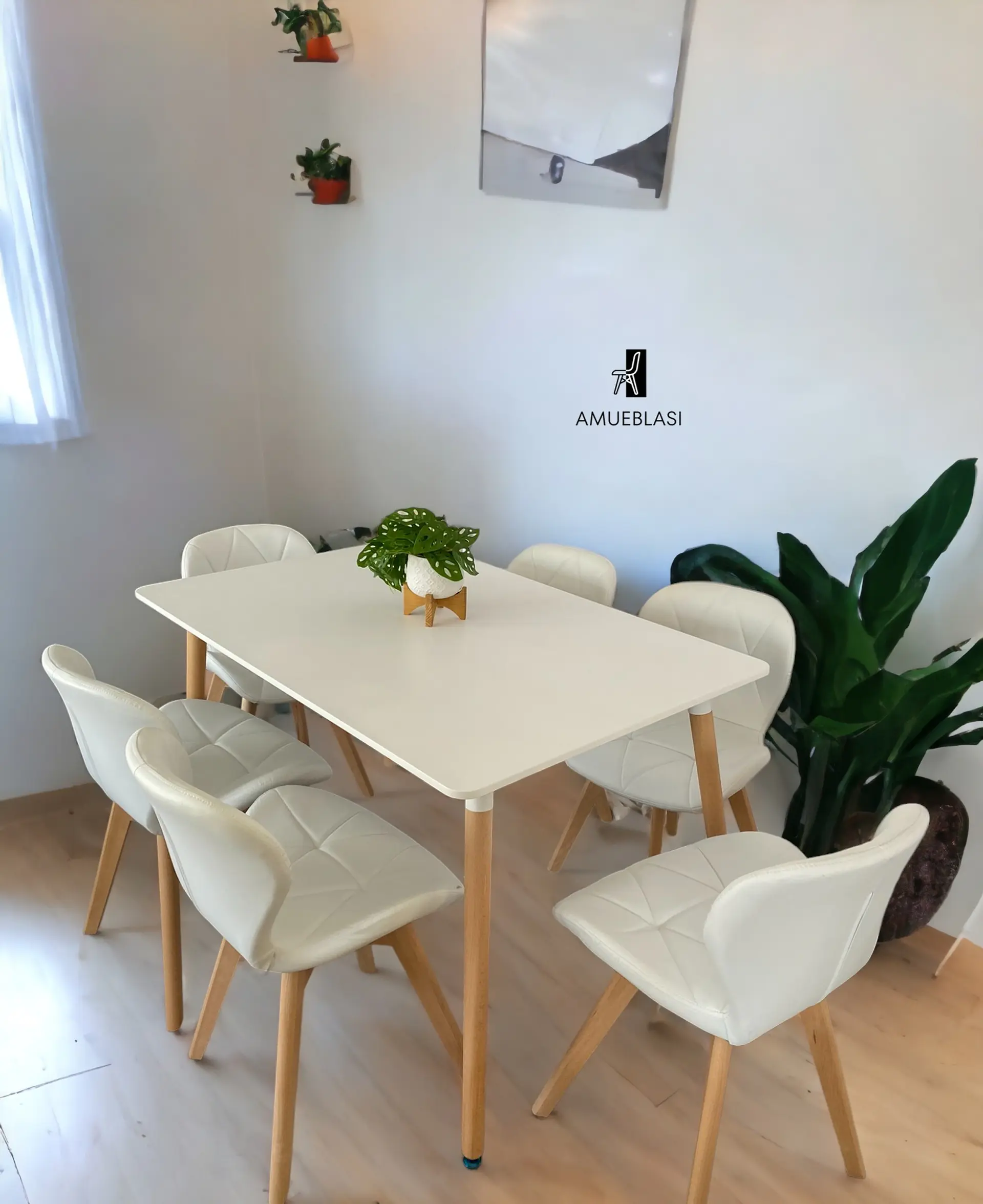 Comedor Rectangular Melamina con Sillas Radar Fiori 2