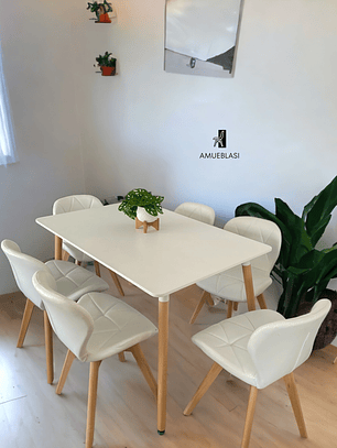 Comedor Mesa Rectangular Melamina 120x80 cm + Sillas Radar Fiori
