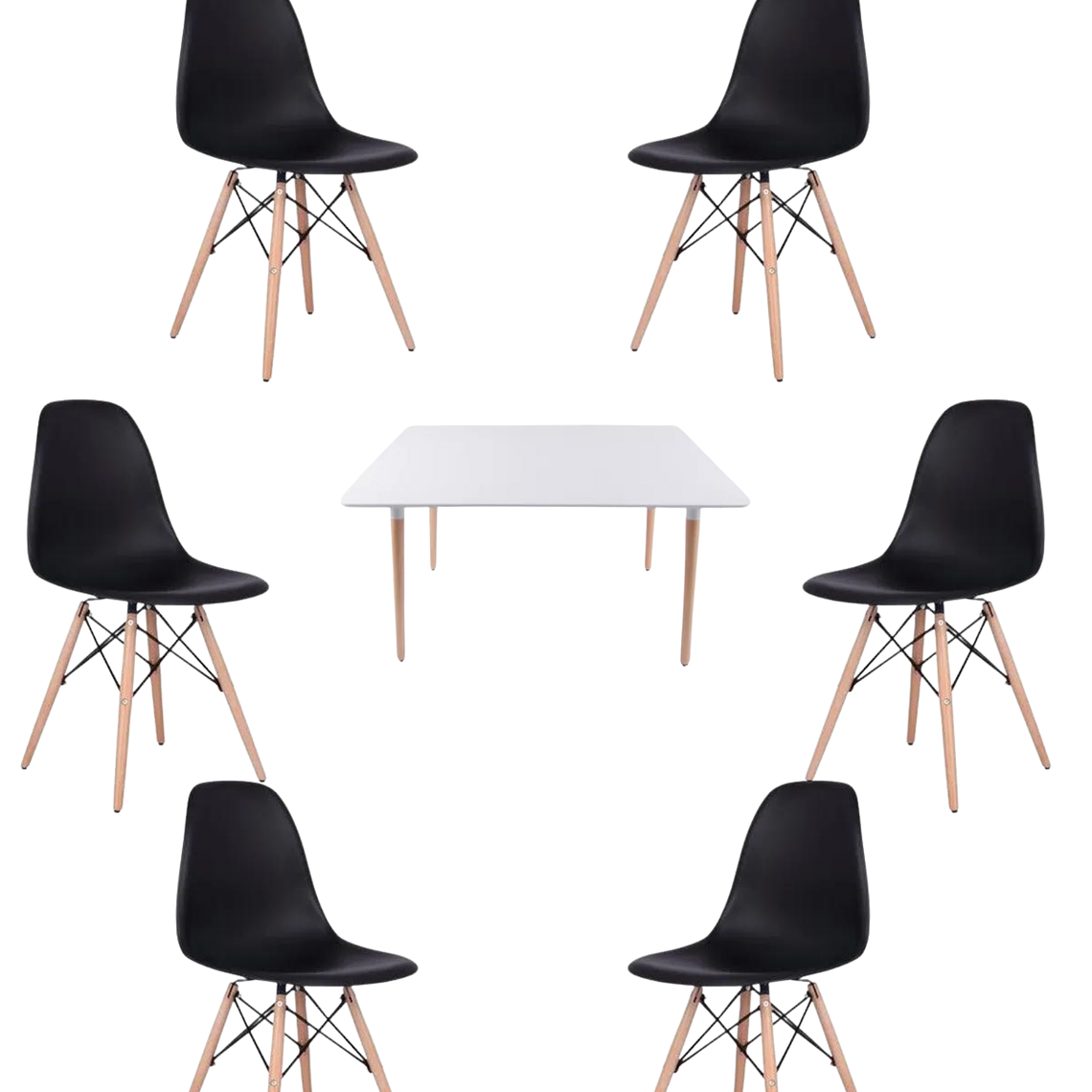 Comedor Mesa Rectangular Melamina 120x80 cm + Sillas Eames 4