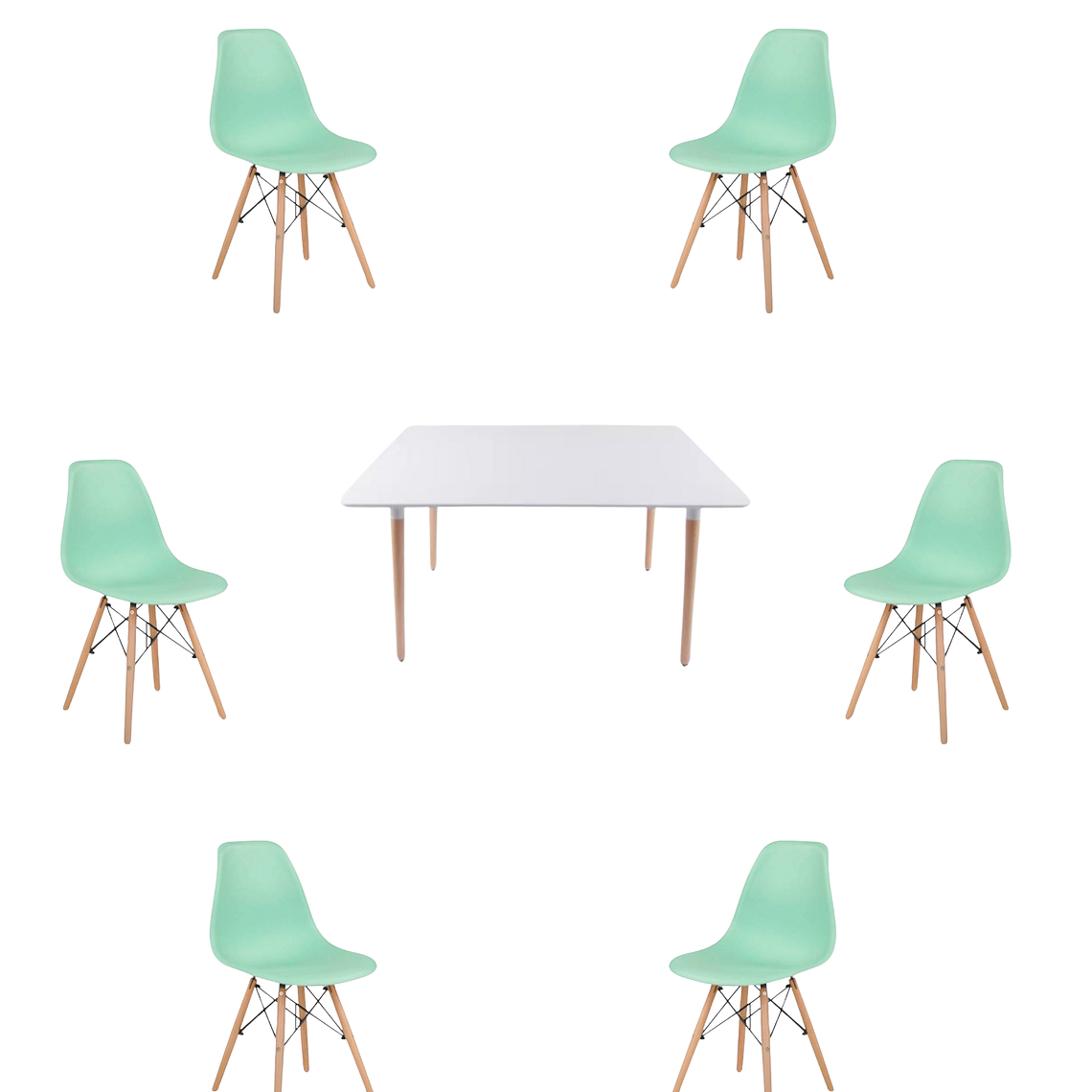 Comedor Mesa Rectangular Melamina 120x80 cm + Sillas Eames 5