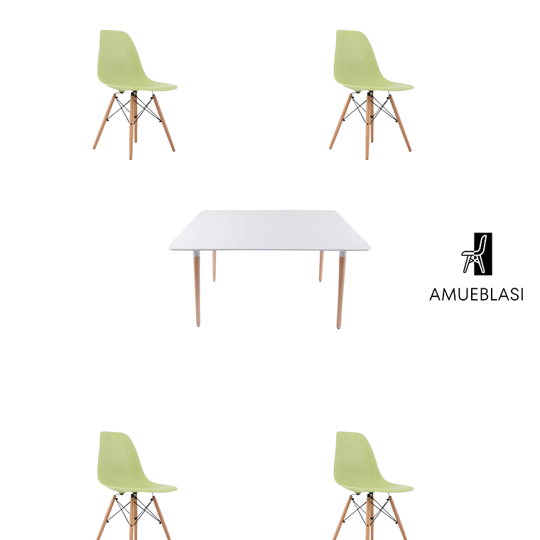 Comedor Mesa Rectangular Melamina 120x80 cm + Sillas Eames 14