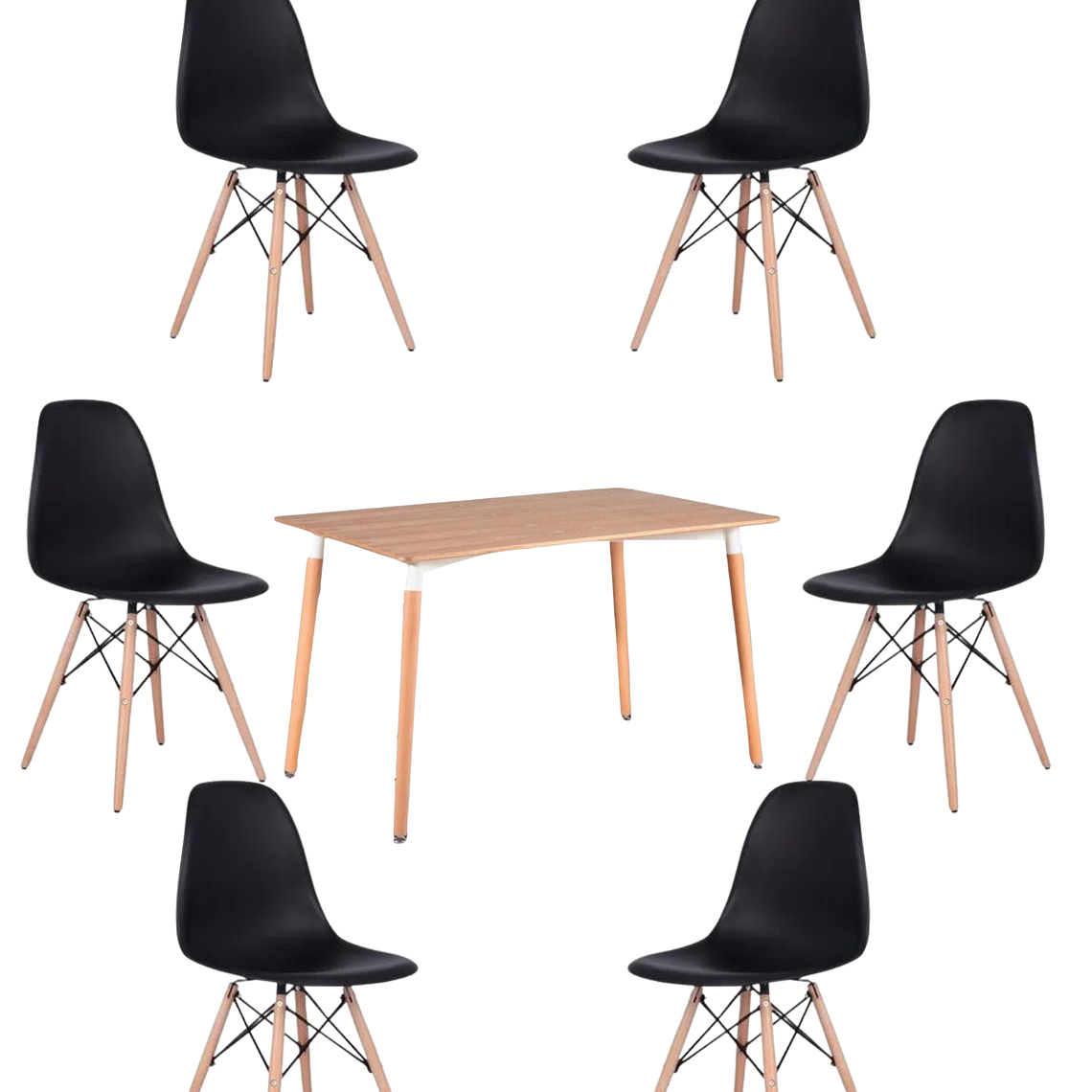 Comedor Mesa Rectangular Melamina 120x80 cm + Sillas Eames 16