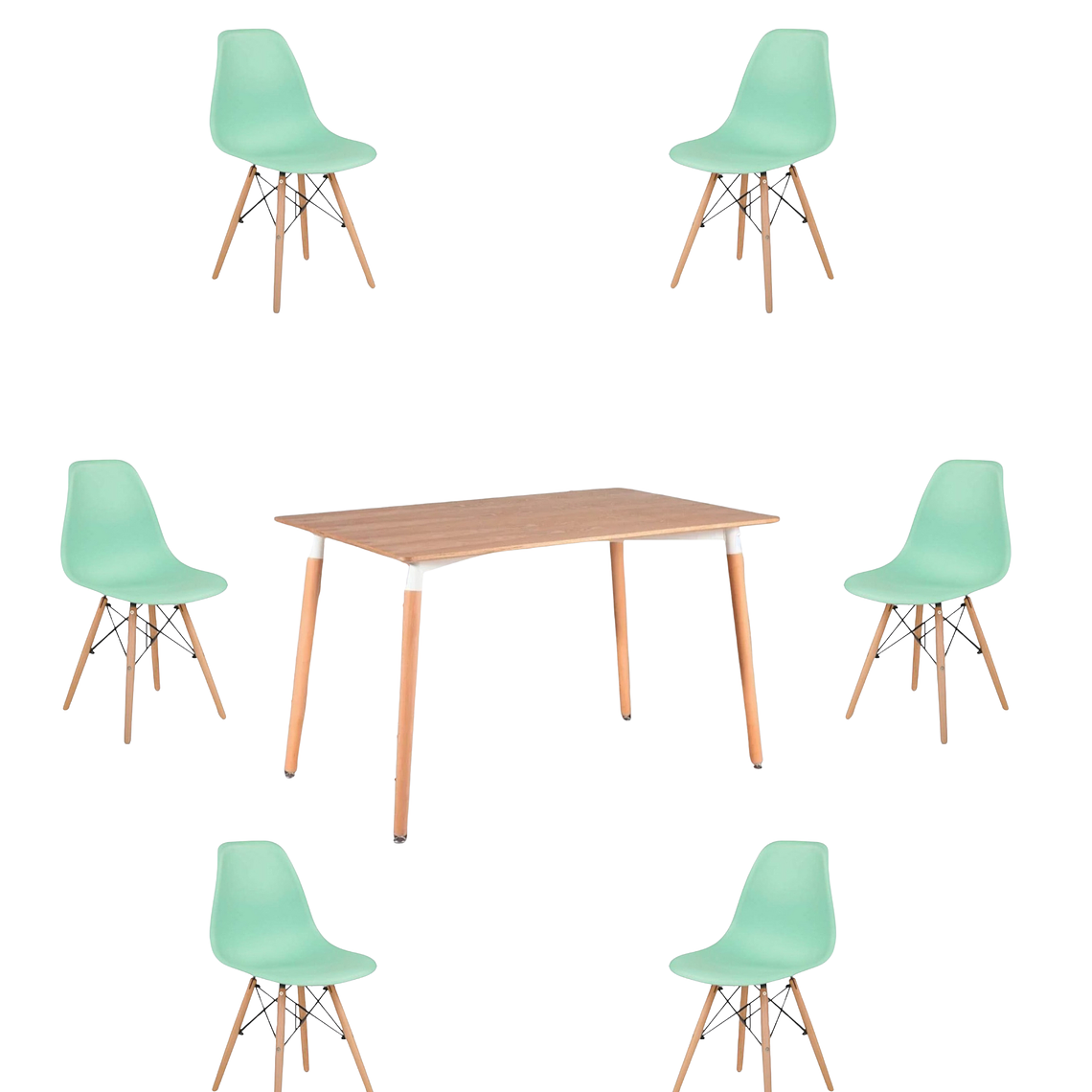 Comedor Mesa Rectangular Melamina 120x80 cm + Sillas Eames 17