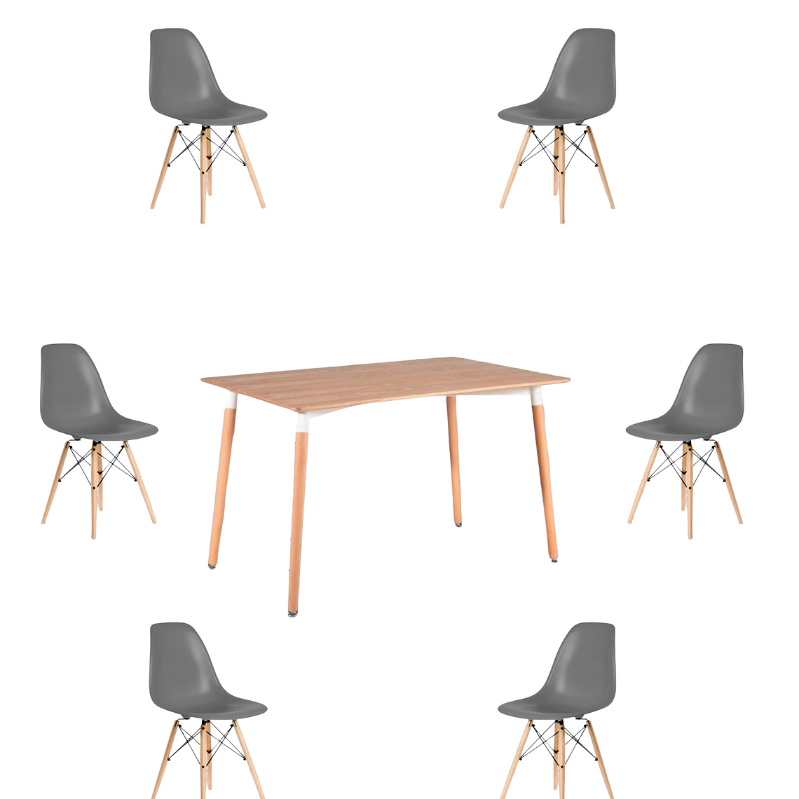 Comedor Mesa Rectangular Melamina 120x80 cm + Sillas Eames 20