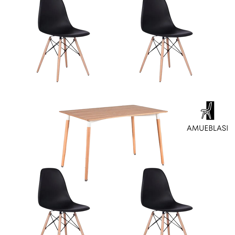 Comedor Mesa Rectangular Melamina 120x80 cm + Sillas Eames 23
