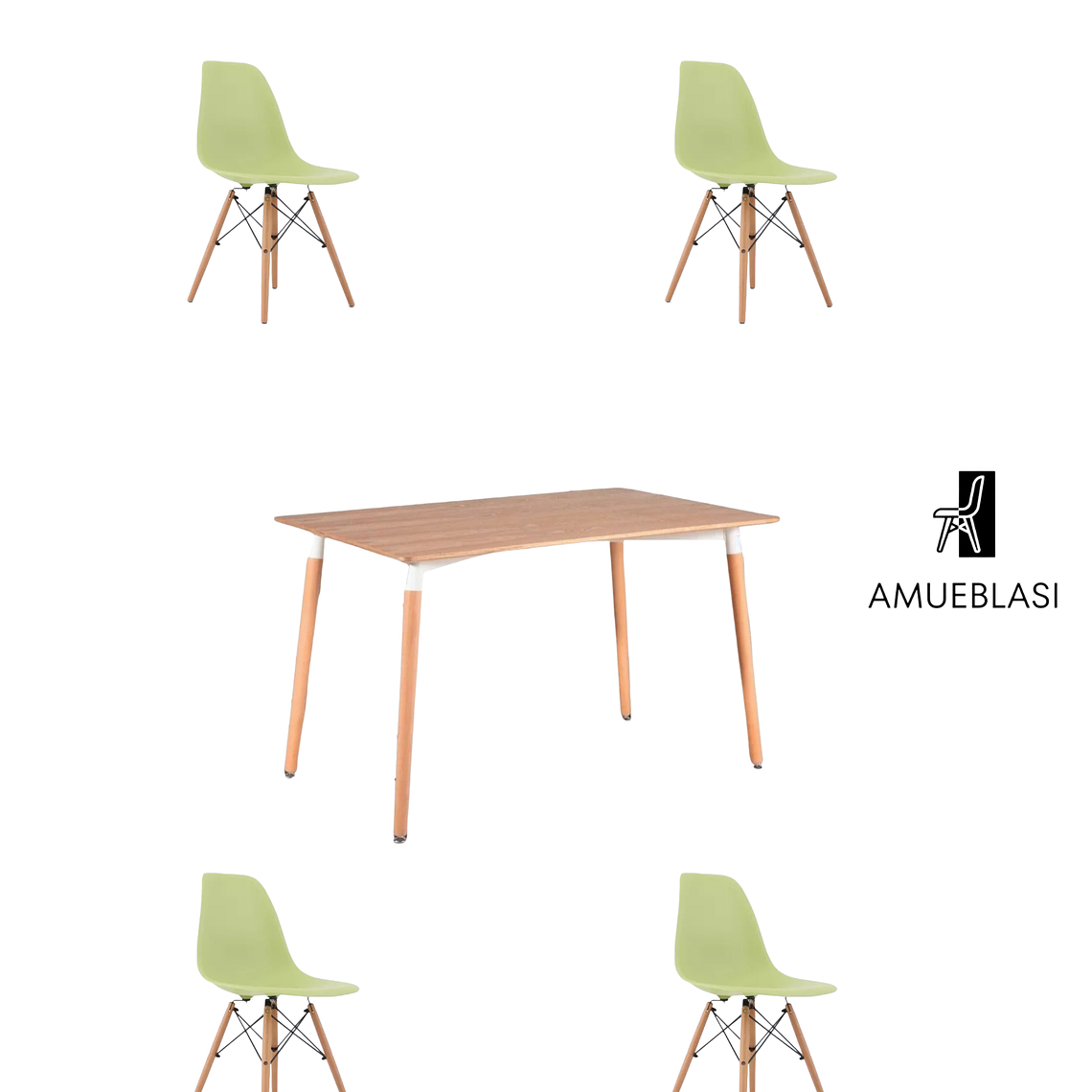 Comedor Mesa Rectangular Melamina 120x80 cm + Sillas Eames 26