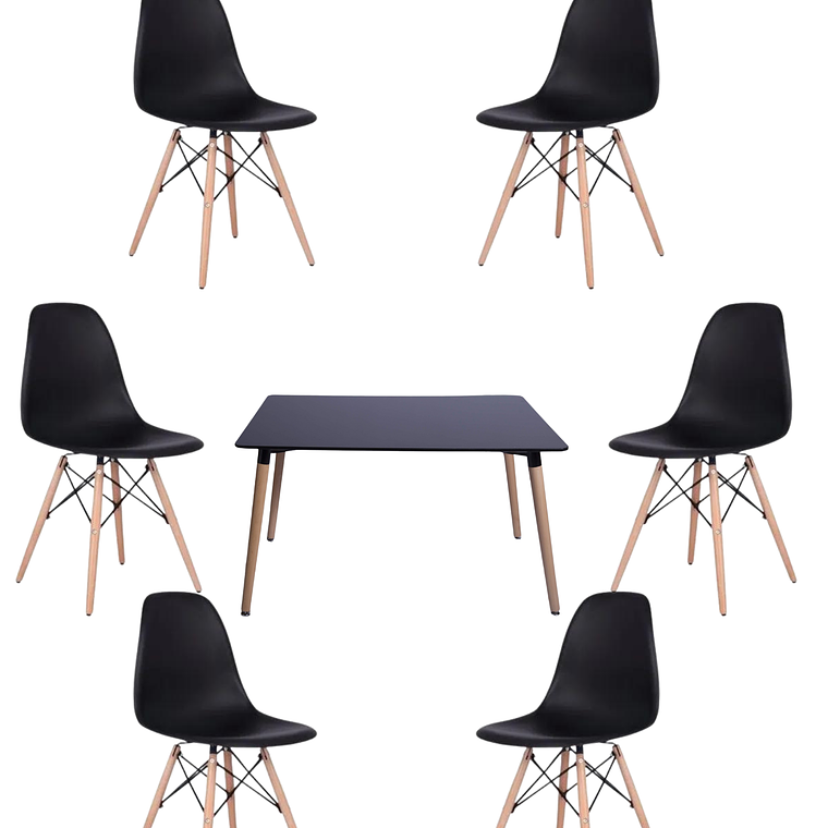 Comedor Mesa Rectangular Melamina 120x80 cm + Sillas Eames 30