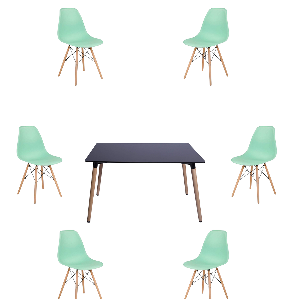Comedor Mesa Rectangular Melamina 120x80 cm + Sillas Eames 31