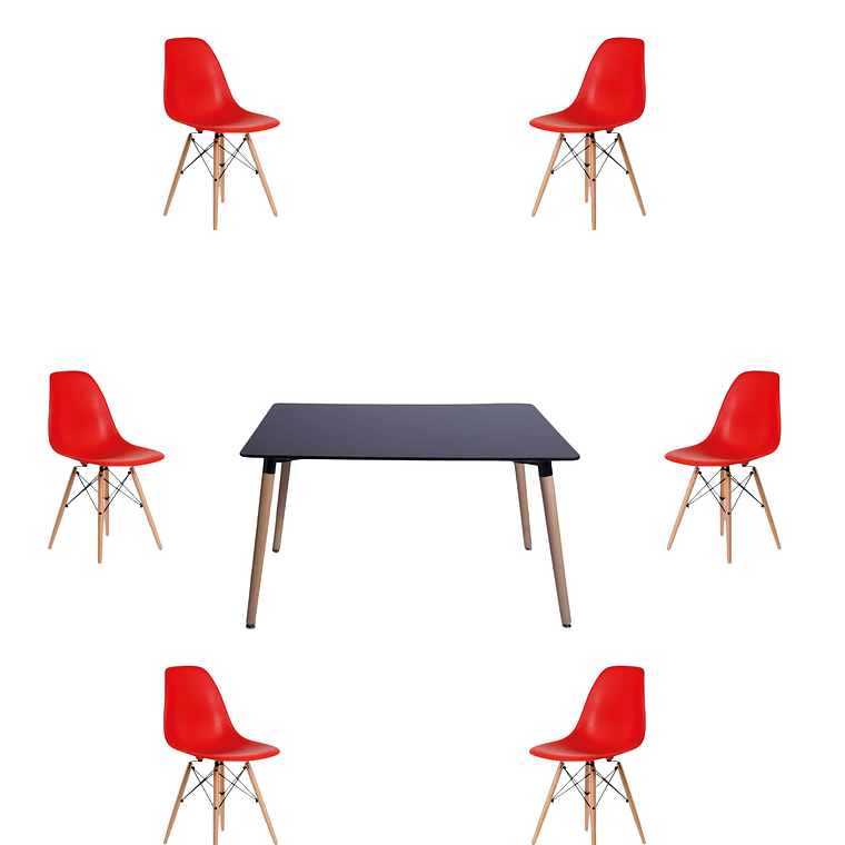 Comedor Mesa Rectangular Melamina 120x80 cm + Sillas Eames 32