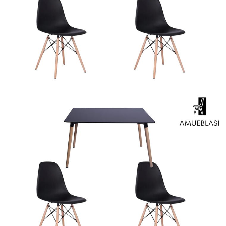 Comedor Mesa Rectangular Melamina 120x80 cm + Sillas Eames 35