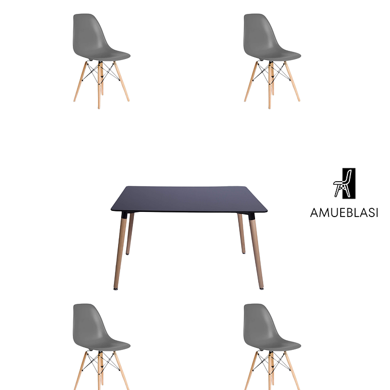 Comedor Mesa Rectangular Melamina 120x80 cm + Sillas Eames 36