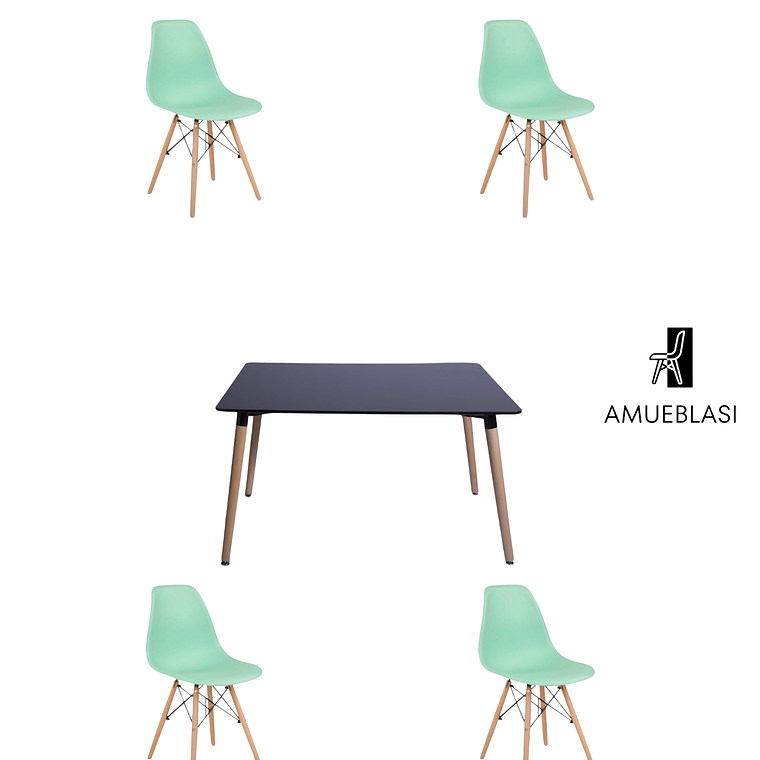 Comedor Mesa Rectangular Melamina 120x80 cm + Sillas Eames 39
