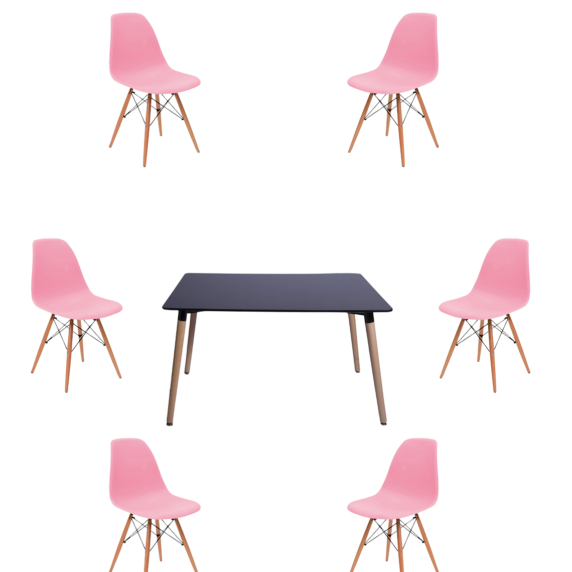 Comedor Mesa Rectangular Melamina 120x80 cm + Sillas Eames 42