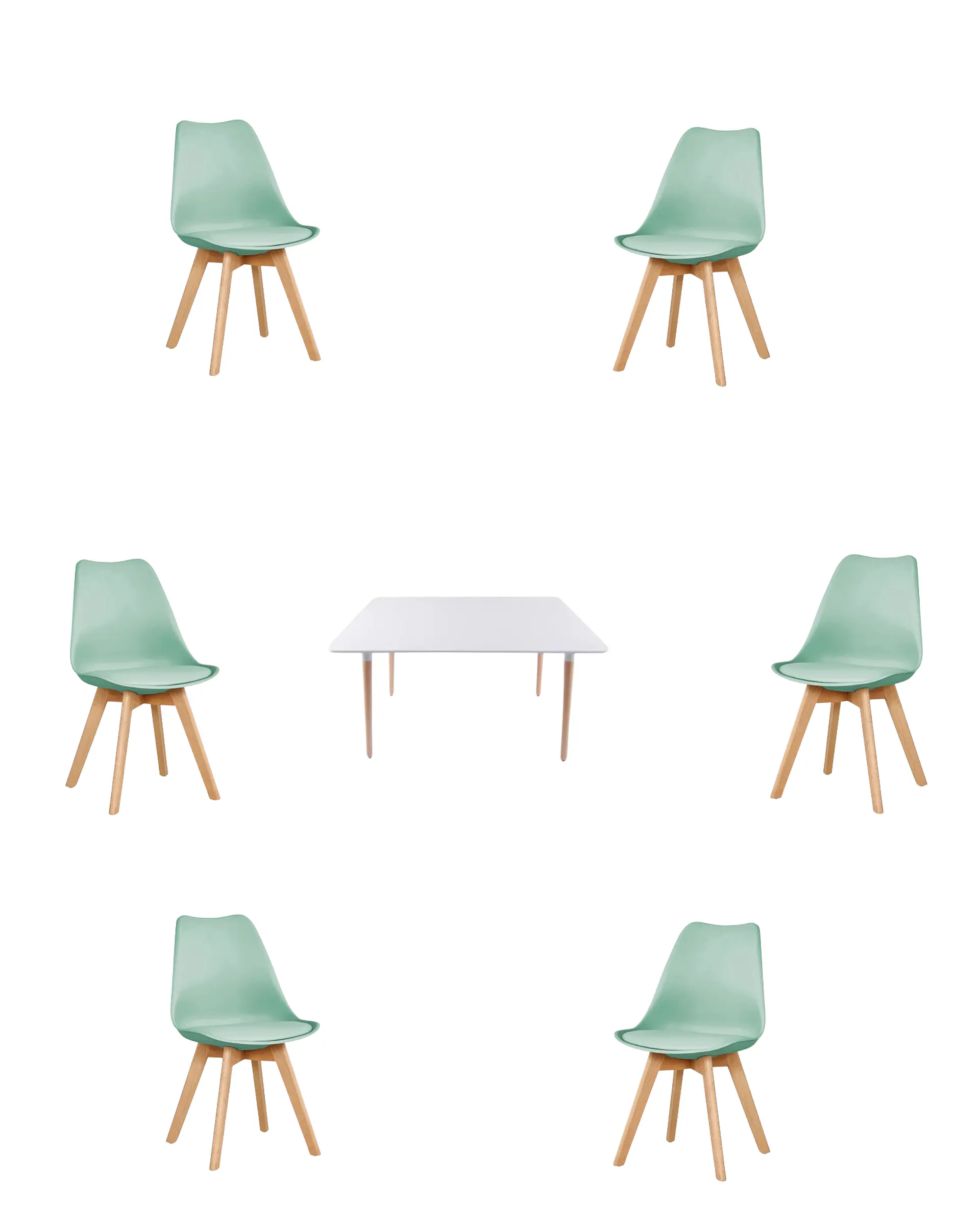 Comedor Rectangular Melamina con Sillas Tulip 9
