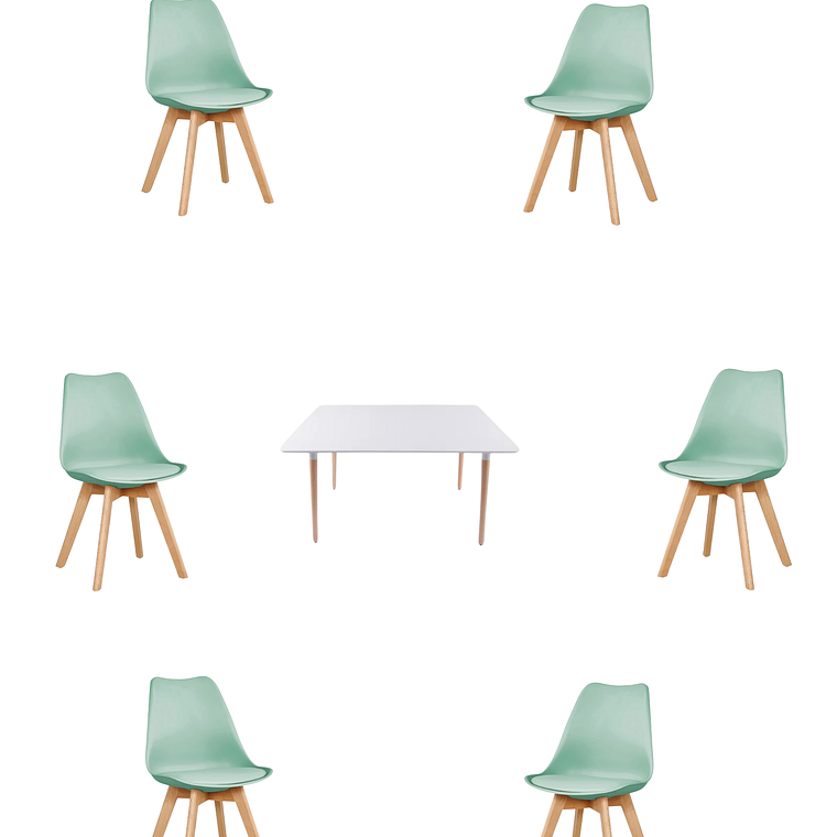 Comedor Mesa Rectangular Melamina 120x80 cm + Sillas Tulip 9