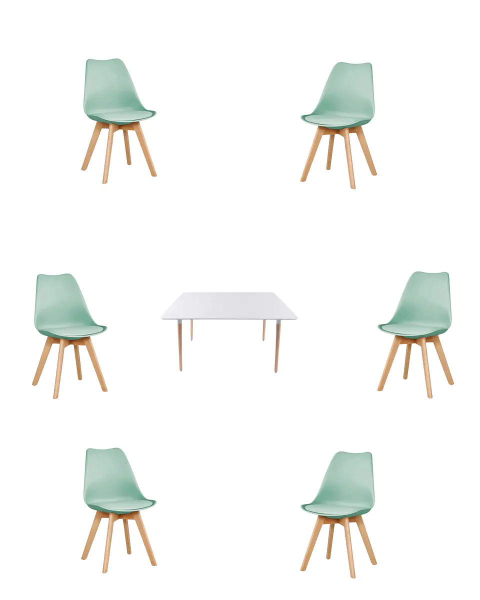 Comedor Rectangular Melamina con Sillas Tulip 9