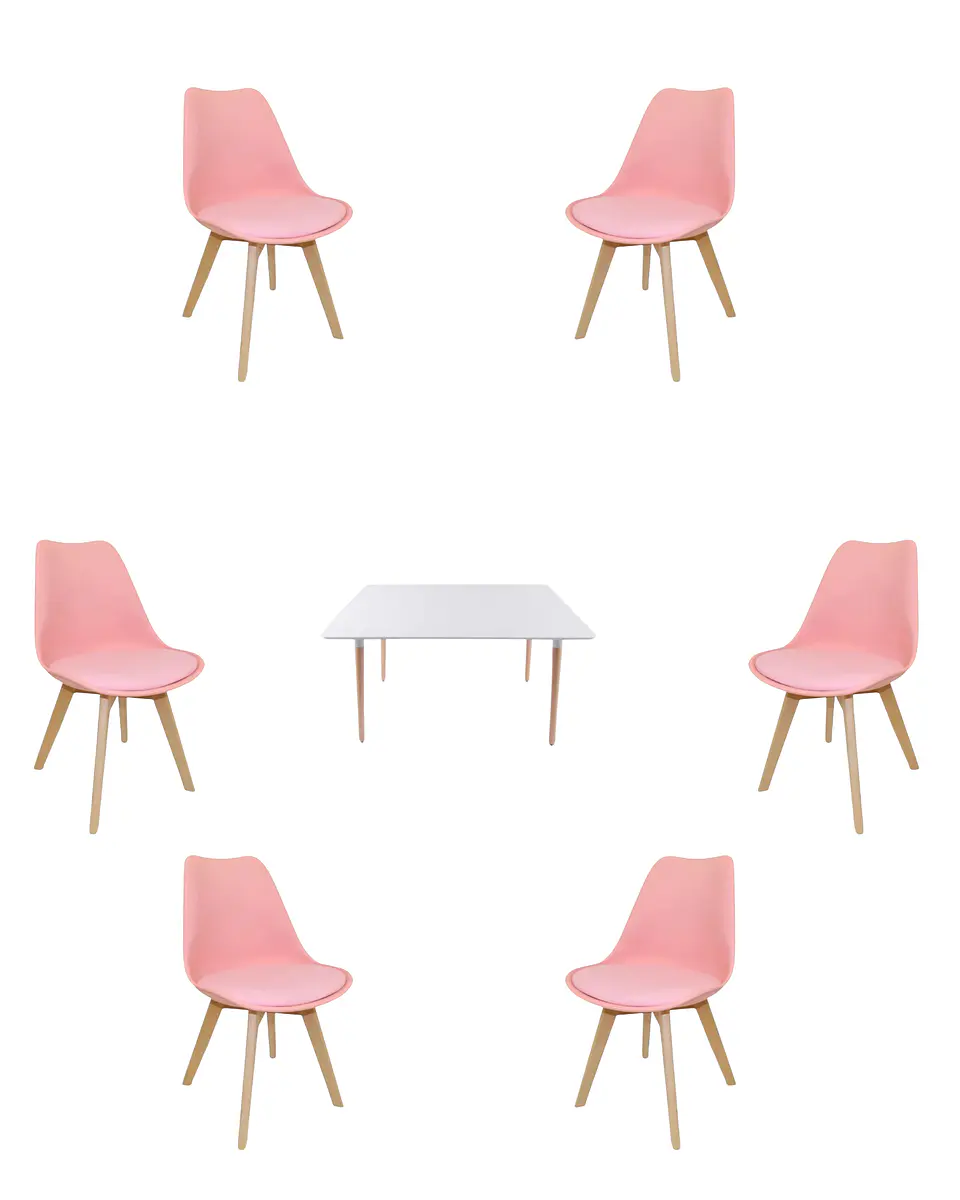 Comedor Rectangular Melamina con Sillas Tulip 10