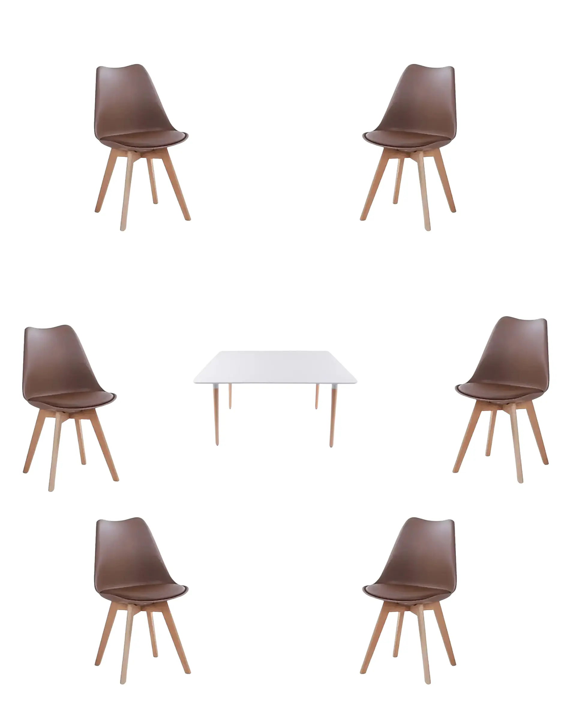 Comedor Rectangular Melamina con Sillas Tulip 11