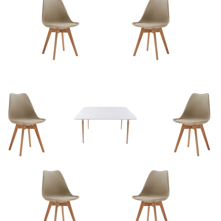 Comedor Mesa Rectangular Melamina 120x80 cm + Sillas Tulip 12