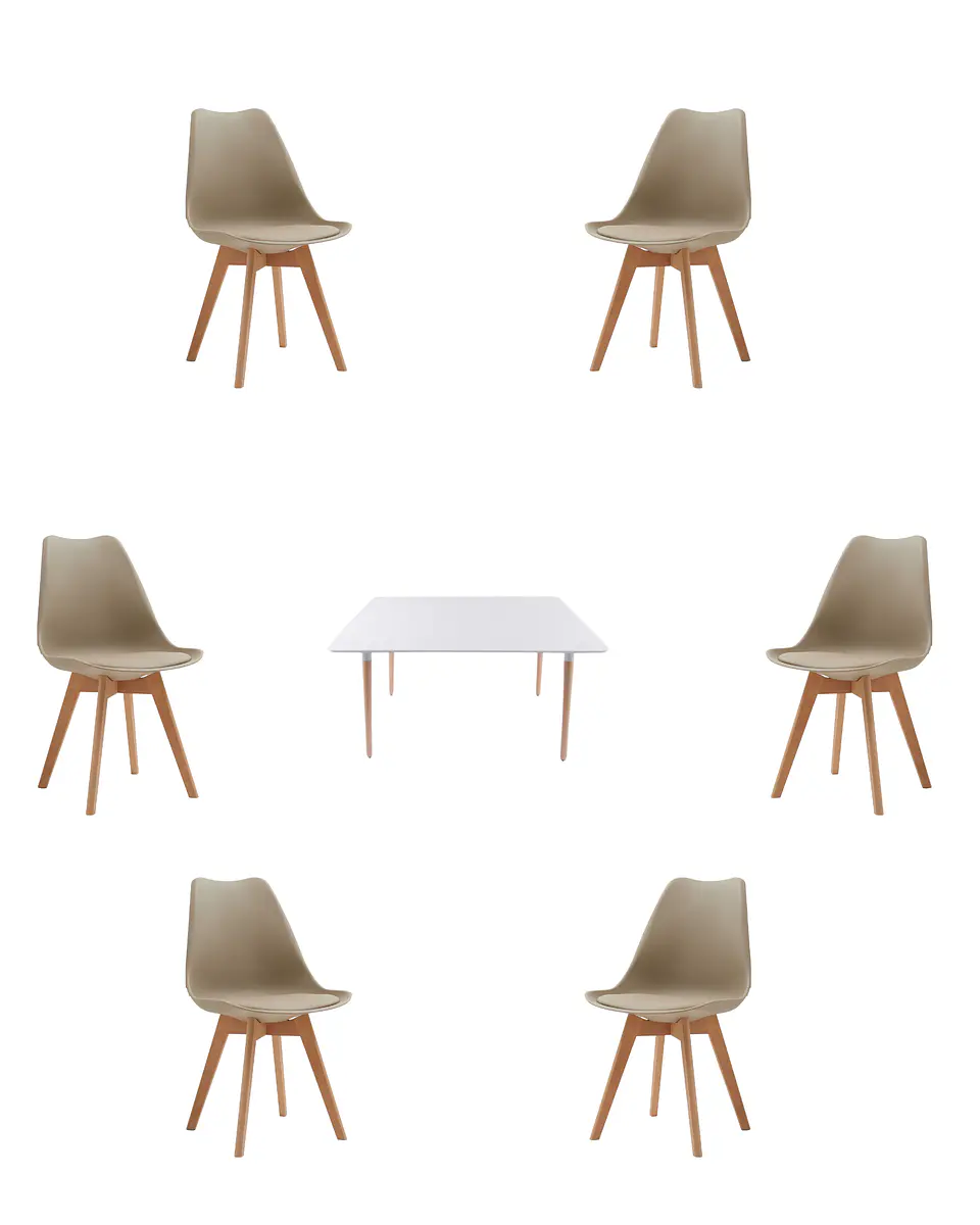 Comedor Rectangular Melamina con Sillas Tulip 12